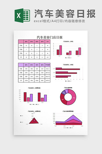 汽车美容日报excel模板图片