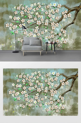 现代手绘花卉油画背景壁纸图片