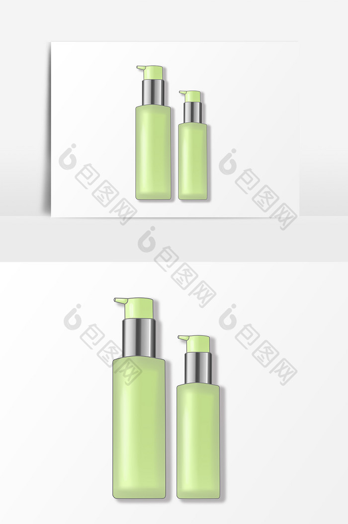 绿色清新简约化妆品瓶子乳液美容元素