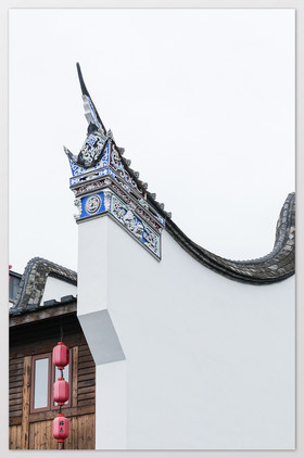 挑檐特写片的样板间挑空新中式地产样板间挑空软装高雅新中式地产样板