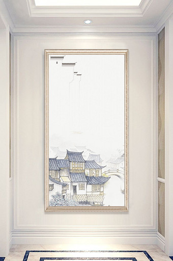传统中国古建筑屋檐插画装饰画图片