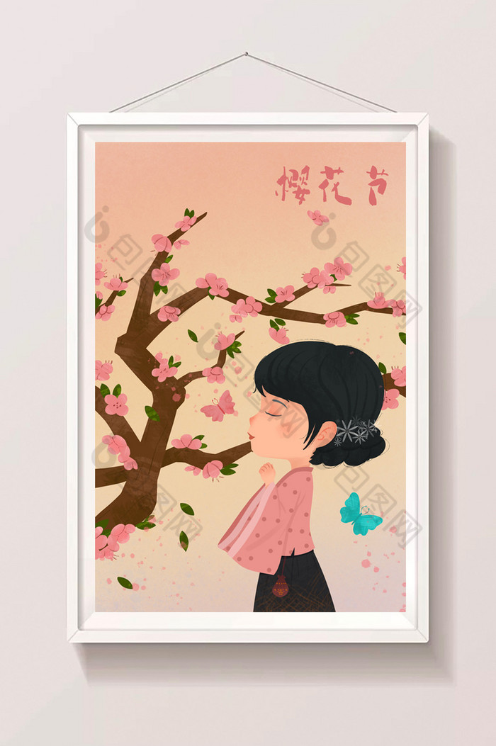 浪漫樱花节女孩插画图片图片