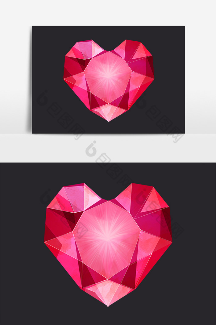 手绘水晶爱心钻石宝石插画图片