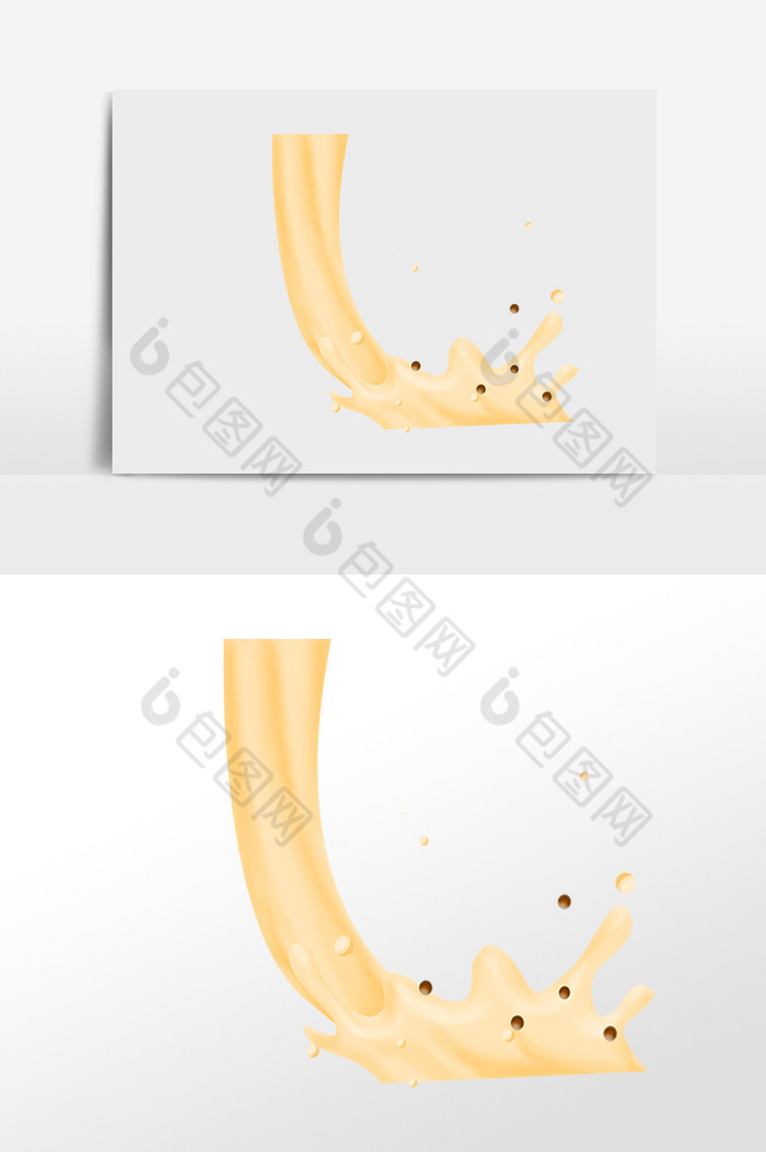 手绘珍珠奶茶喷溅效果插画图片