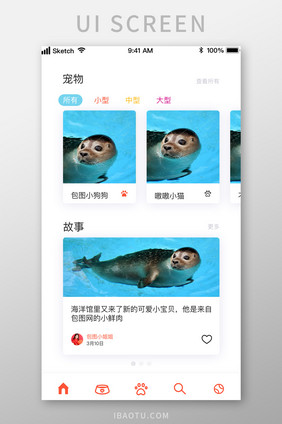 简约风格宠物首页APP用户界面