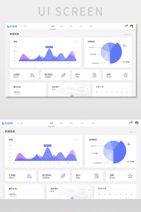 紫色渐变数据可视化UI网页界面