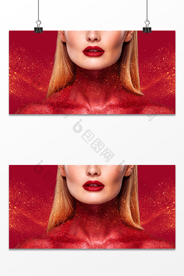 红色模特商务美容化妆运动抽象背景