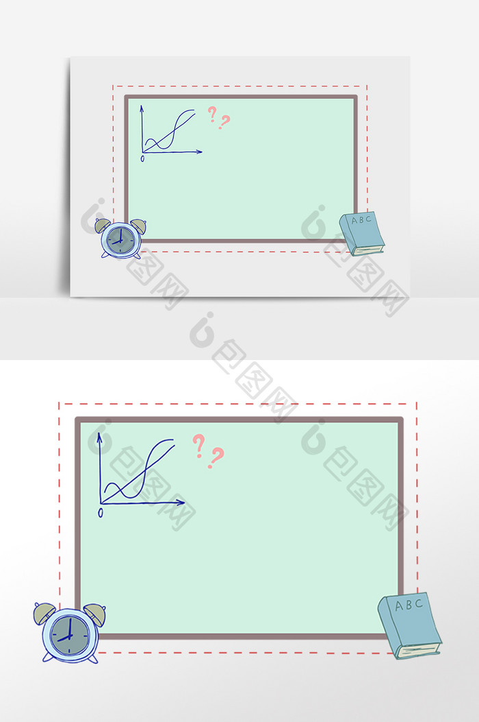 手绘可爱方形学习边框插画