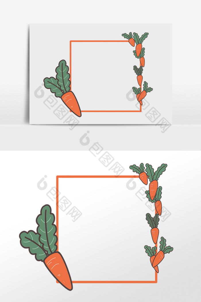 蔬菜红萝卜装饰边框插画图片图片
