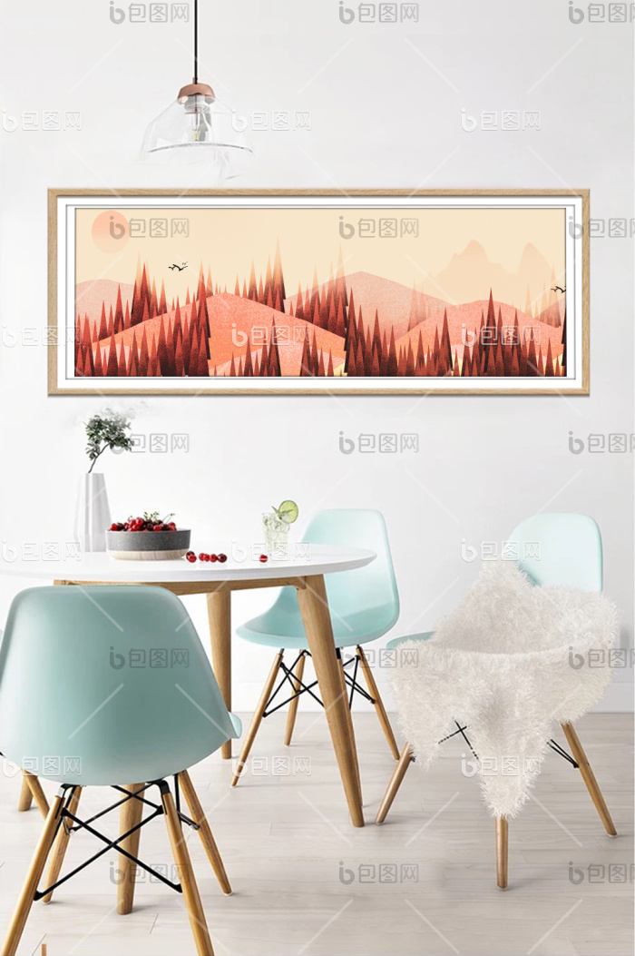 抽象矢量森林景观背景插画装饰画-抽象矢量森林景观背景插画装饰画效果图-【包图网】