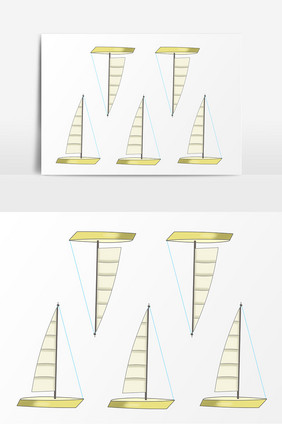 黄色清新简约创意帆船航海日航海元素