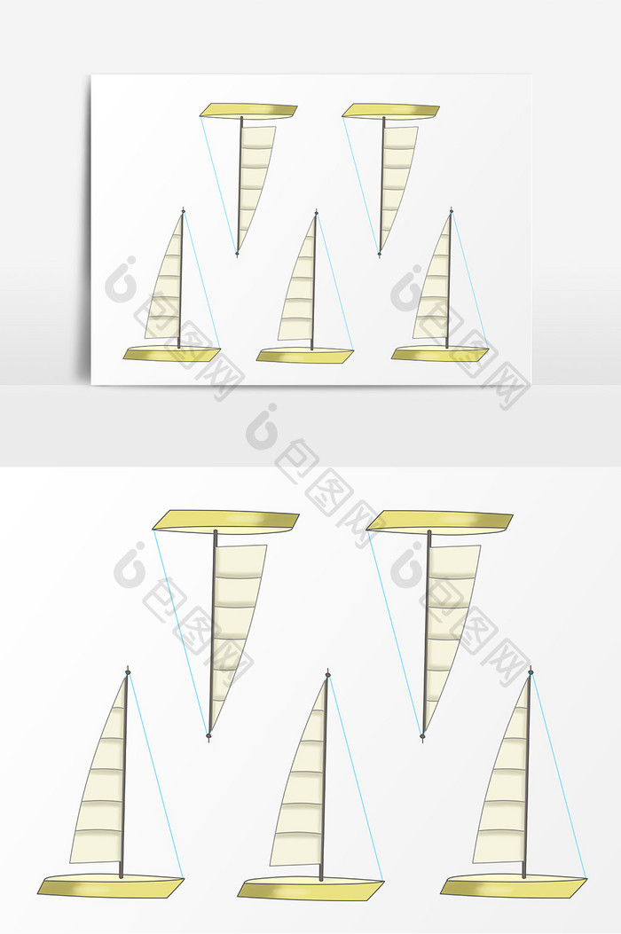 黄色清新简约创意帆船航海日航海元素