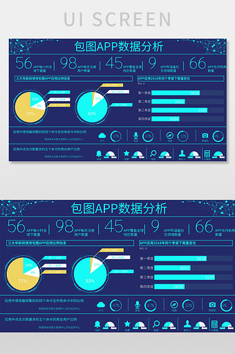 蓝色科技感APP信息数据可视化界面图片