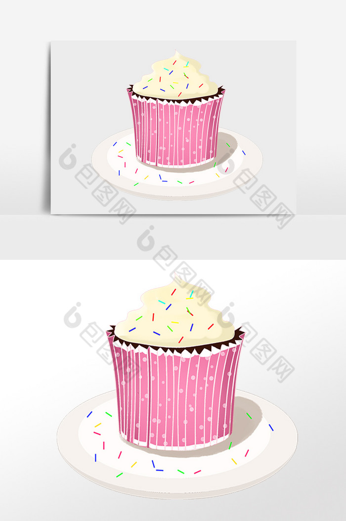 美味奶油蛋糕杯插画图片图片