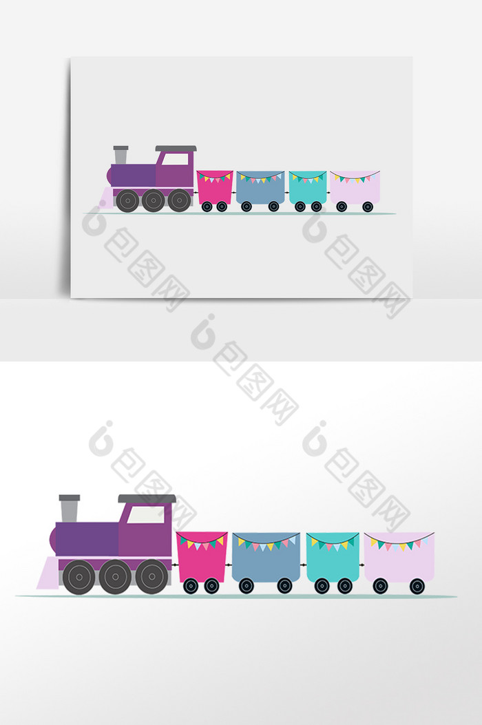 彩色小火车分割线插画图片图片