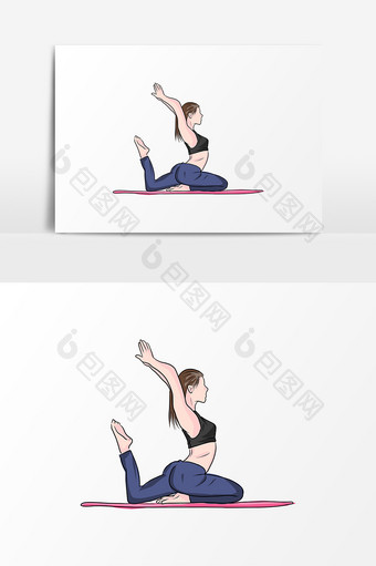 女孩健身瑜伽卡通创意元素图片