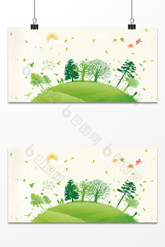 绿色水彩风植树节背景图片