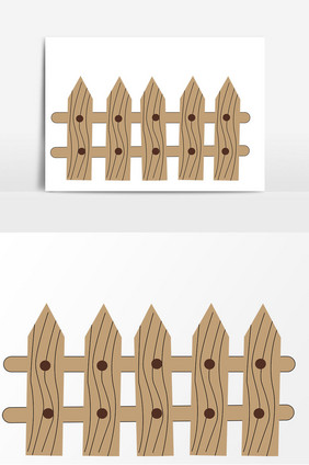 手绘木质围栏元素