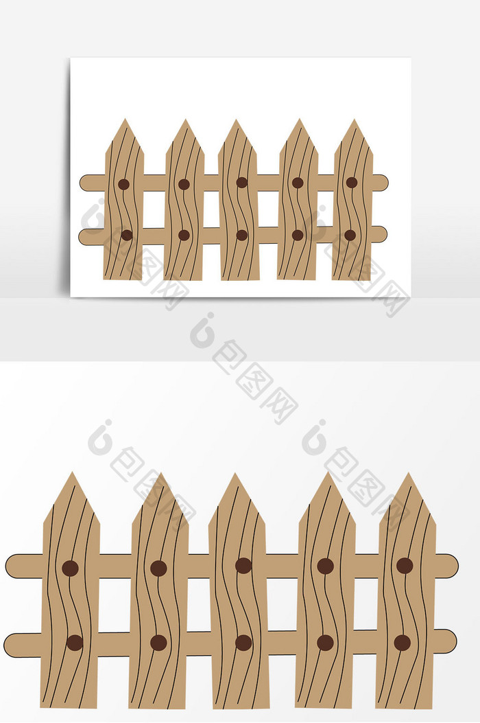 手绘木质围栏元素