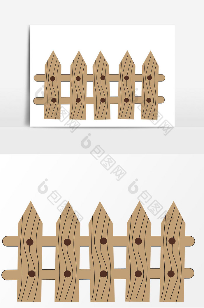 手繪木質圍欄元素