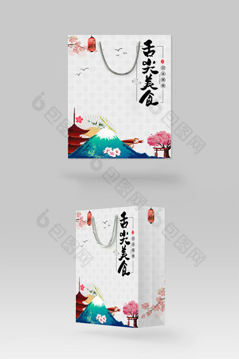 日本餐饮美食寿司手提礼盒袋购物袋包装设计图片