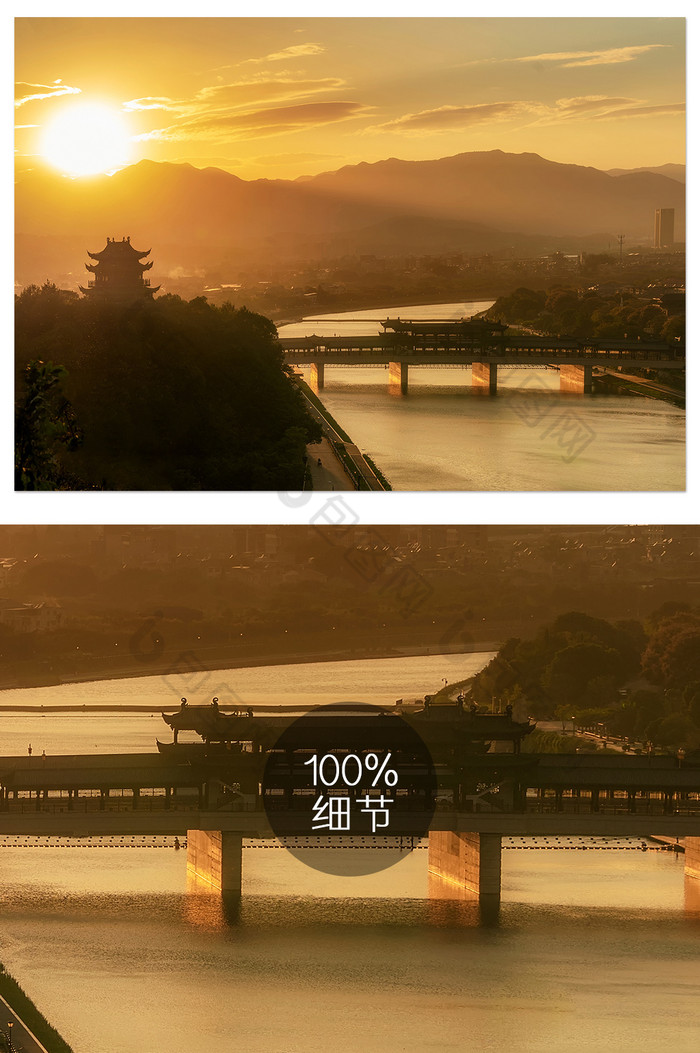 桥逆光夕阳图片
