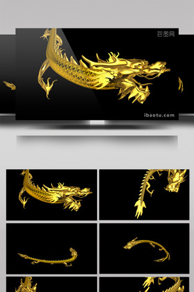 4款金龙动画特效元素素材视频