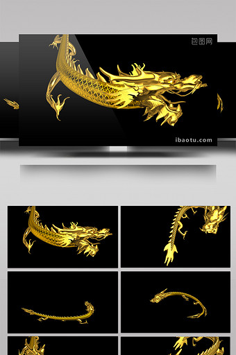 4款金龙动画特效元素视频图片下载