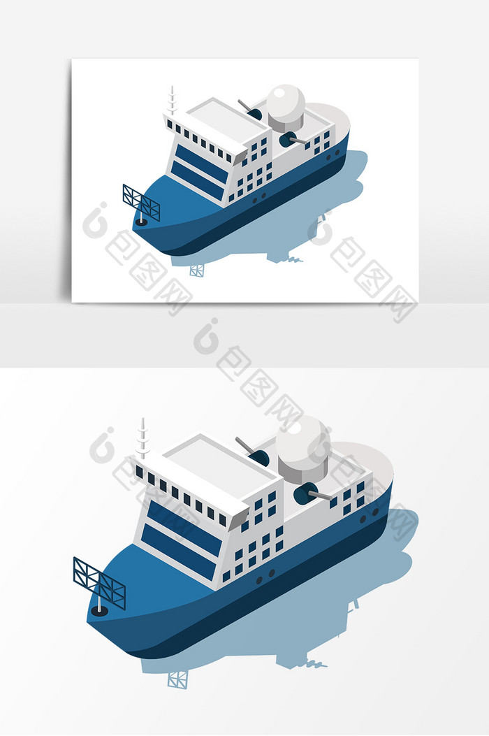 手绘矢量图形航海船元素设计
