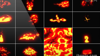 20组带通道卡通火苗火焰特效视频素材