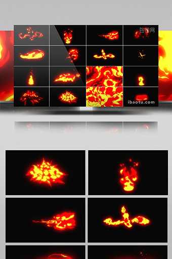 20组带通道卡通火苗火焰特效视频素材图片