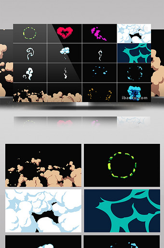 20组带通道卡通爆炸特效元素视频素材图片