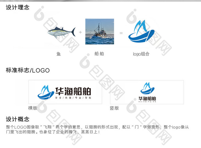 船舶标志设计华渔logo