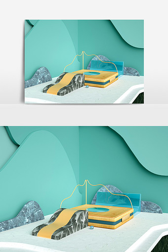 C4D产品海报背景电商模型（OC渲染器）图片