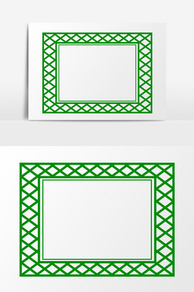 手绘绿色窗户边框元素