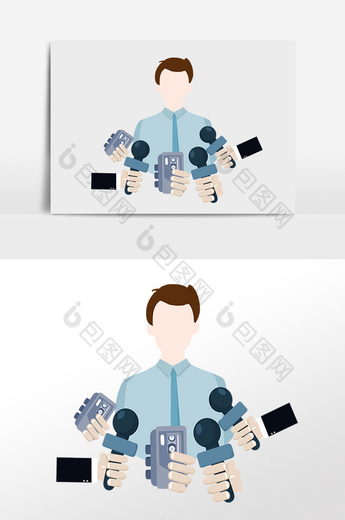 手绘新闻采访重要人物插画图片