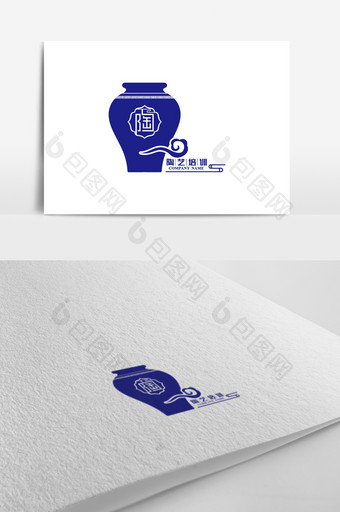 青花瓷陶艺培训标志logo设计图片