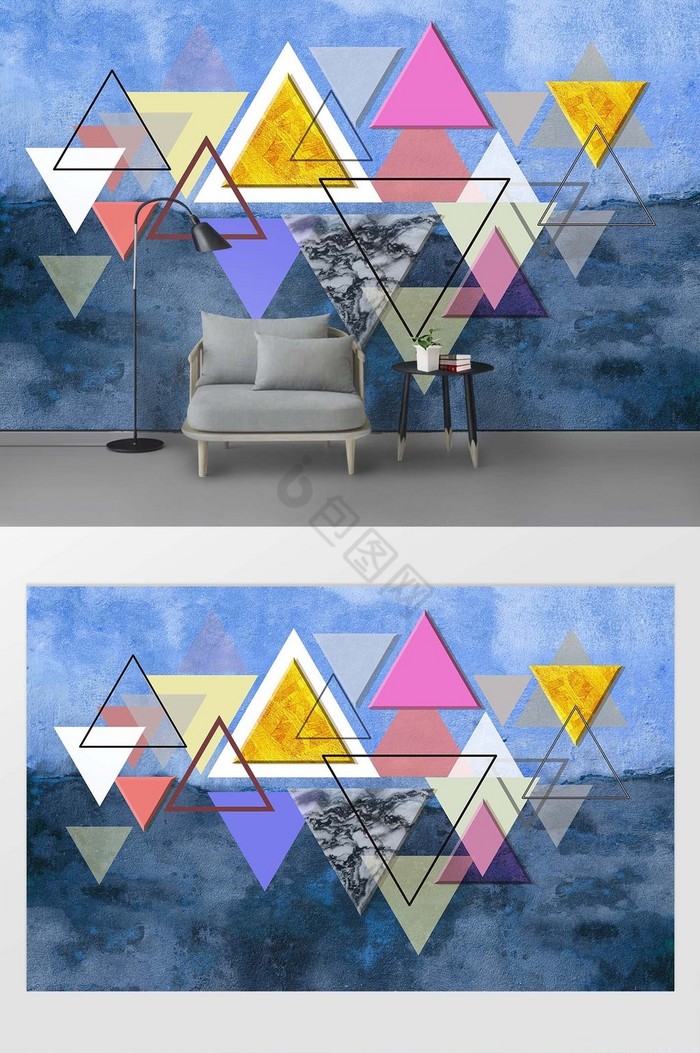 北欧简约抽象几何背景墙装饰画图片