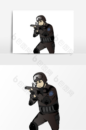 手绘卡通矢量警察元素图片