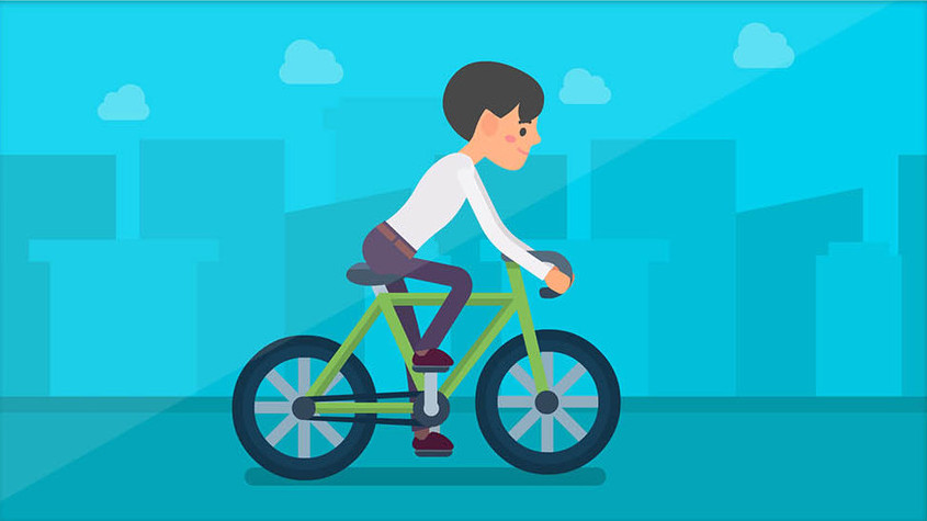 健康生活年轻男子户外骑行插画动图图片