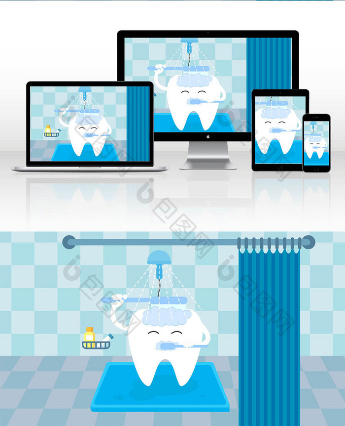 医疗健康爱护牙齿宣传插画gif动画