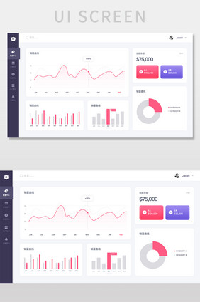 扁平可视化大数据金融理财后台界面数据分析