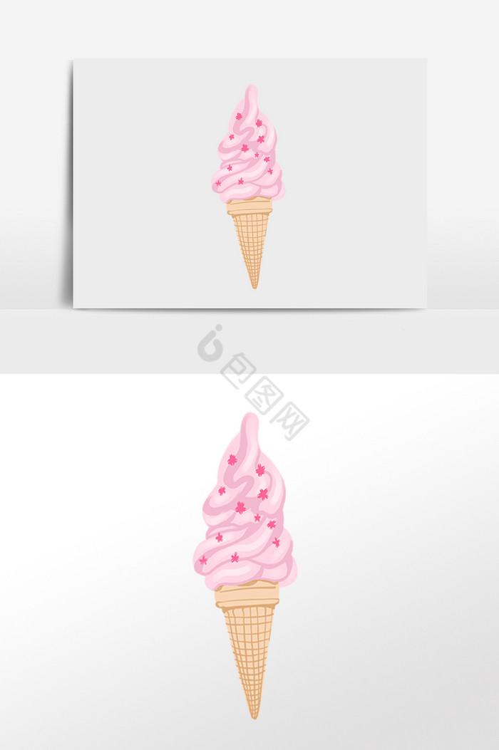 樱花冰淇淋插画图片