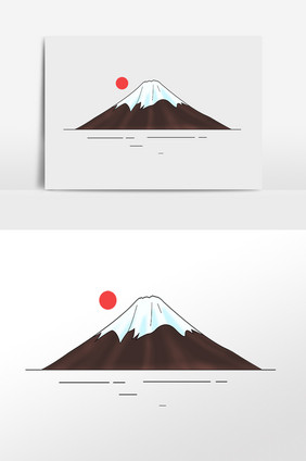 手绘火山富士山火山口插画