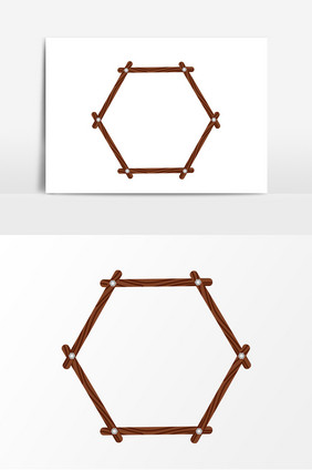 手绘木质六边形木质边框