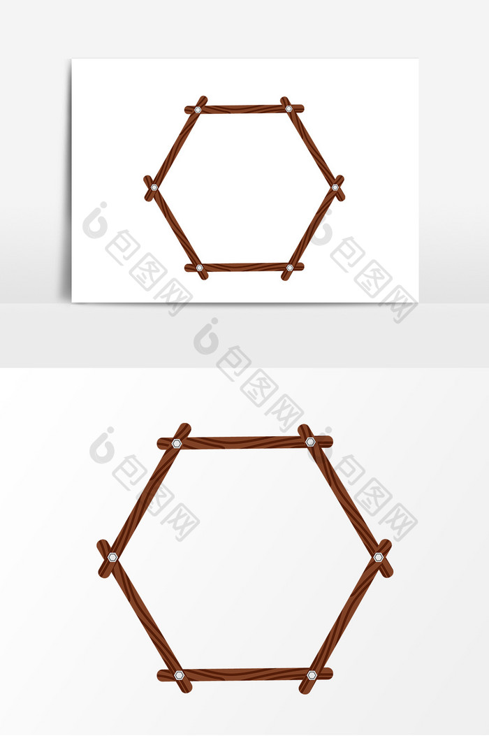 手绘木质六边形木质边框