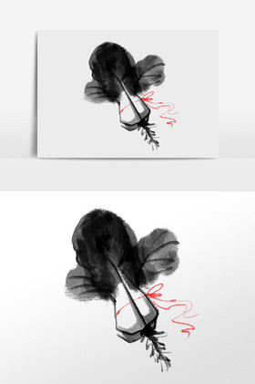 黑白水墨白菜插画蔬菜白菜插画食品白菜图片