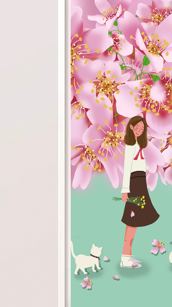 粉色清新唯美治愈系樱花节动态插画gif动图下载-包图网