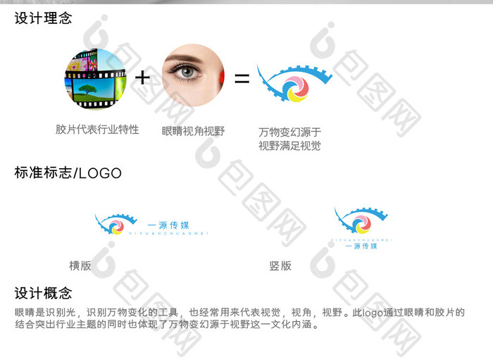 清新简约的眼睛摄影传媒logo标志设计