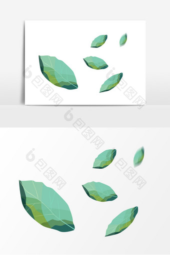 卡通植物树叶漂浮元素图片